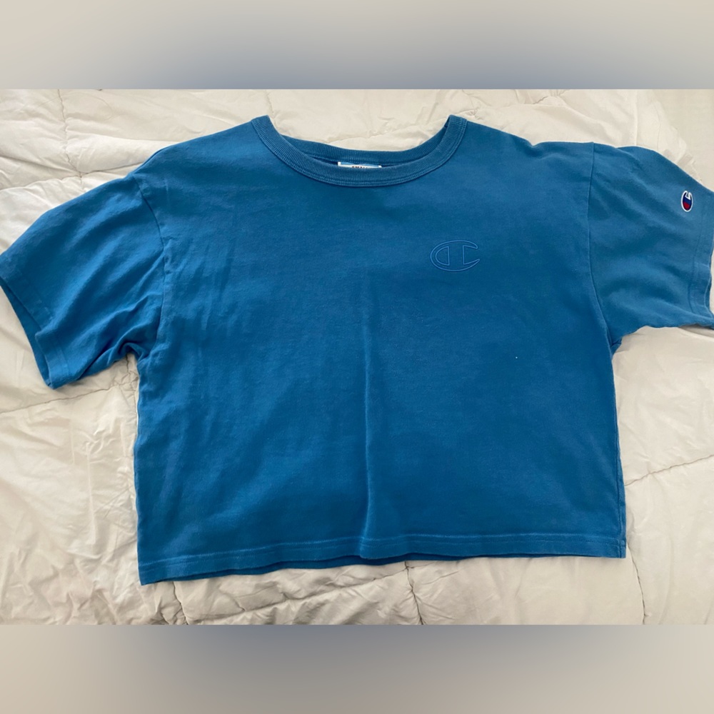 Womens Small champion blue crop top.